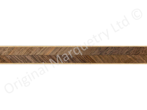 Walnut Feather Inlay Bandings with White Line 19mm x 1mm x 100cm