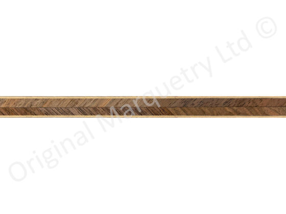 Walnut Feather Inlay Bandings with White Line 6mm x 1mm x 100cm