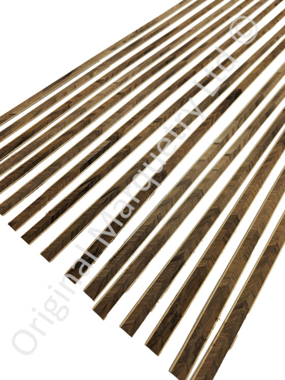 Walnut Feather Inlay Bandings with White Line 13mm x 1mm x 100cm - Off Cut Offer - Image 3