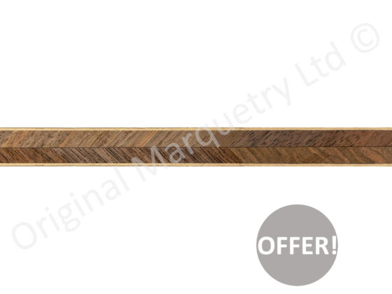 Walnut Feather Inlay Bandings with White Line 13mm x 1mm x 100cm - Off Cut Offer