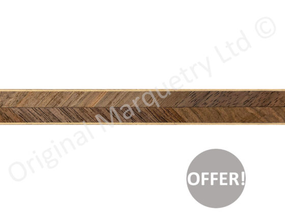 Walnut Feather Inlay Bandings with White Line 19mm x 1mm x 100cm - Off Cut Offer