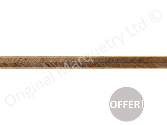 Walnut Feather Inlay Bandings with White Line 6mm x 1mm x 100cm - Off Cut Offer